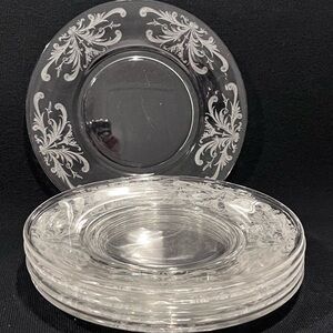 Tiffin Franciscan Byzantine Etched Clear Luncheon Salad Plates Set of 6